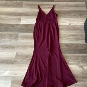 Large wine colored V neck dress